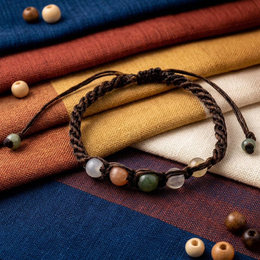 Multicolor Jade Cord Bracelet, Adjustable Unisex Thai Jewelry, Monk Blessed | Artisan Horizon