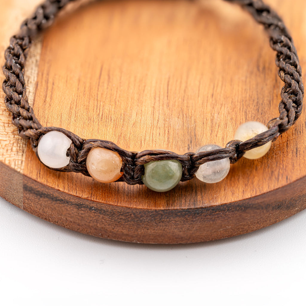 Multicolor Jade Cord Bracelet, Adjustable Unisex Thai Jewelry, Monk Blessed | Artisan Horizon