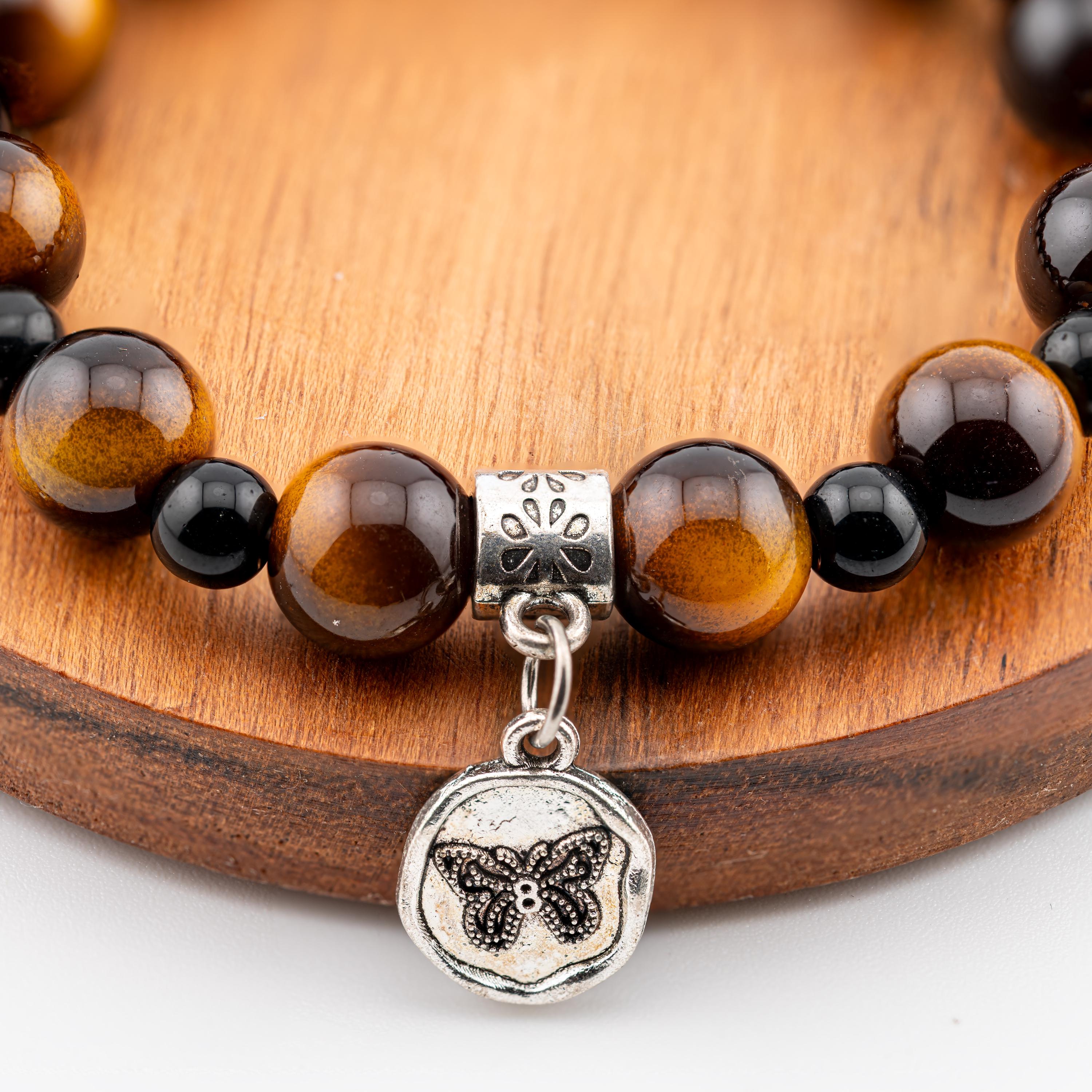 Tiger’s Eye Charm Bracelet for Women, Thai Handmade, Monk Blessed | Four Meaningful Designs
