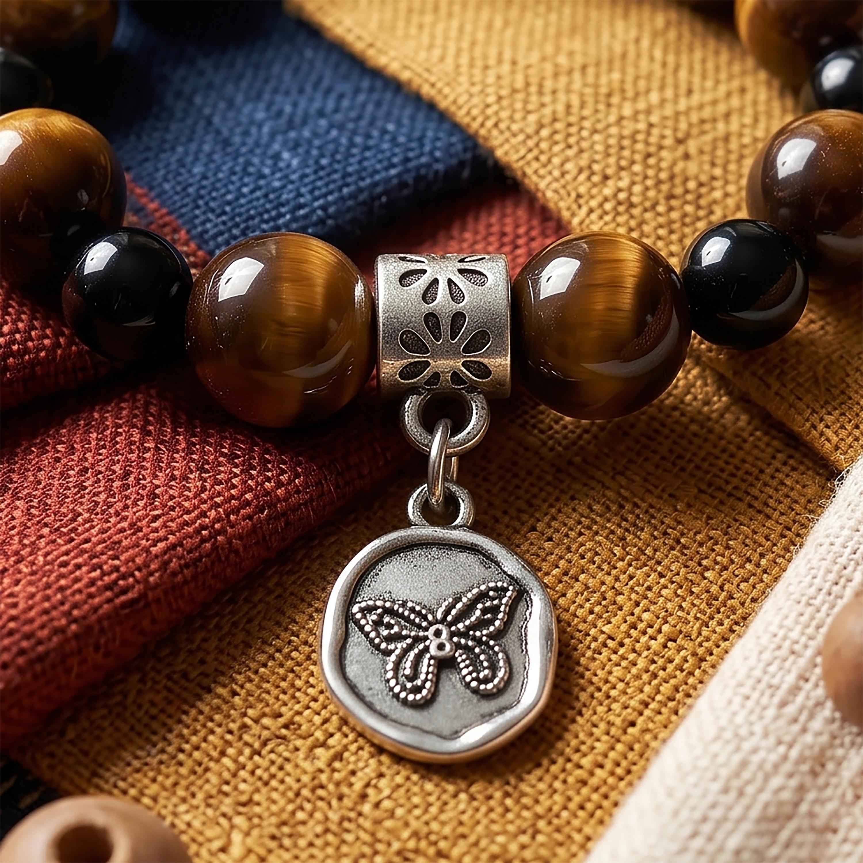 Tiger’s Eye Charm Bracelet for Women, Thai Handmade, Monk Blessed | Four Meaningful Designs