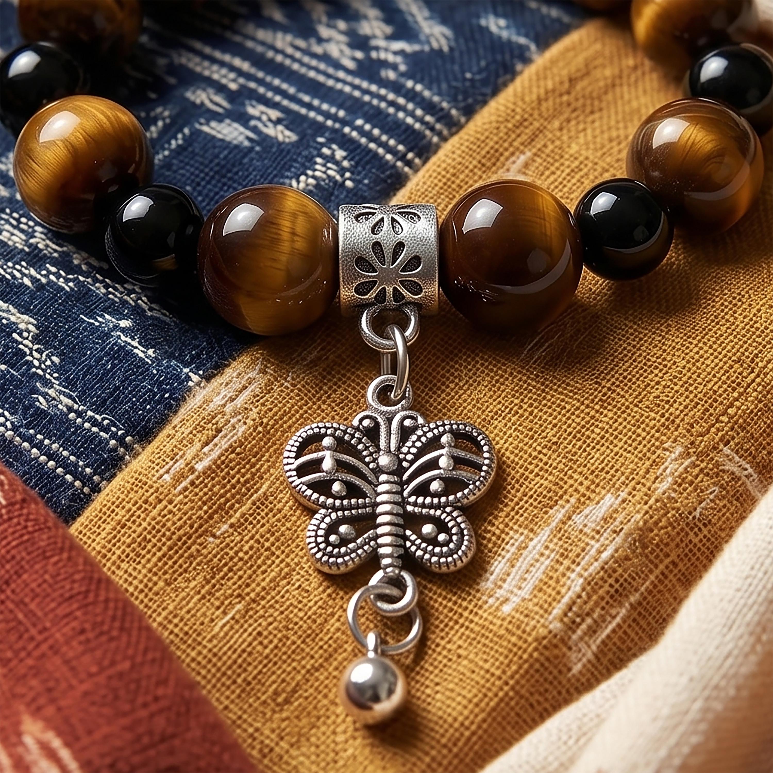 Tiger’s Eye Charm Bracelet for Women, Thai Handmade, Monk Blessed | Four Meaningful Designs