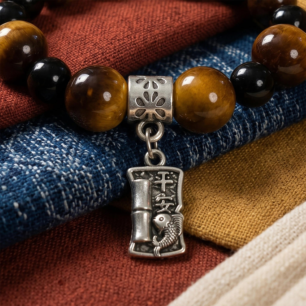 Tiger’s Eye Charm Bracelet for Women, Thai Handmade, Monk Blessed | Four Meaningful Designs