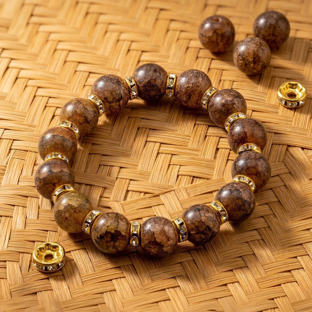 Brown Natural Stone Bracelet for Women, Thai Handmade, Monk Blessed | Artisan Grounded