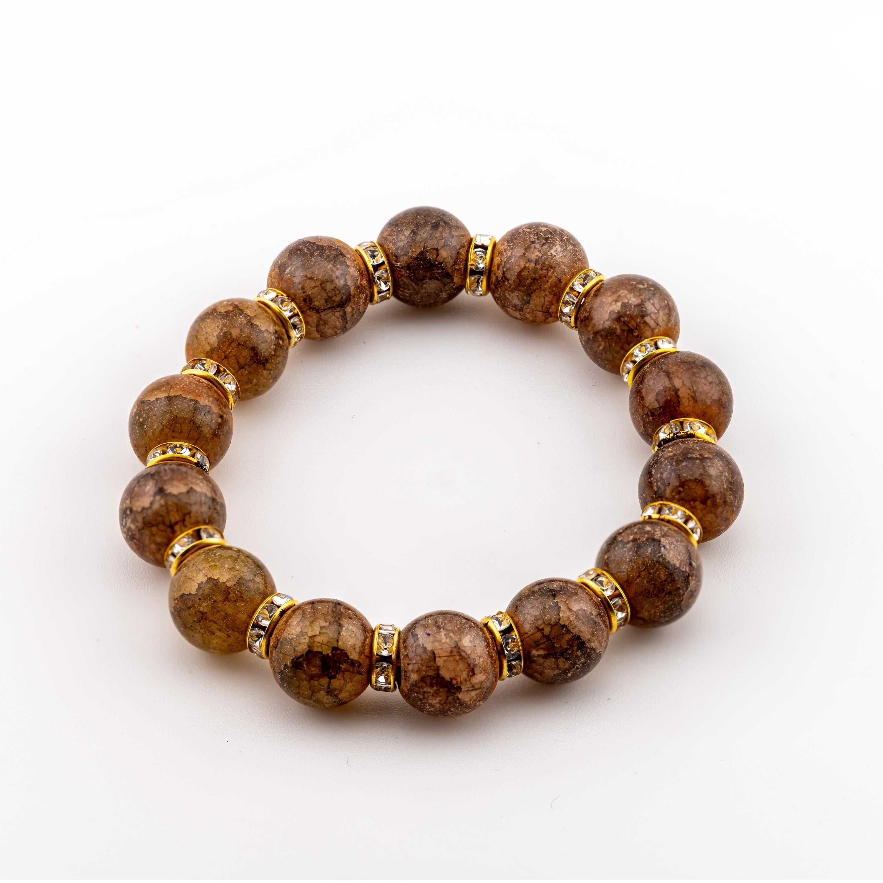 Brown Natural Stone Bracelet for Women, Thai Handmade, Monk Blessed | Artisan Grounded