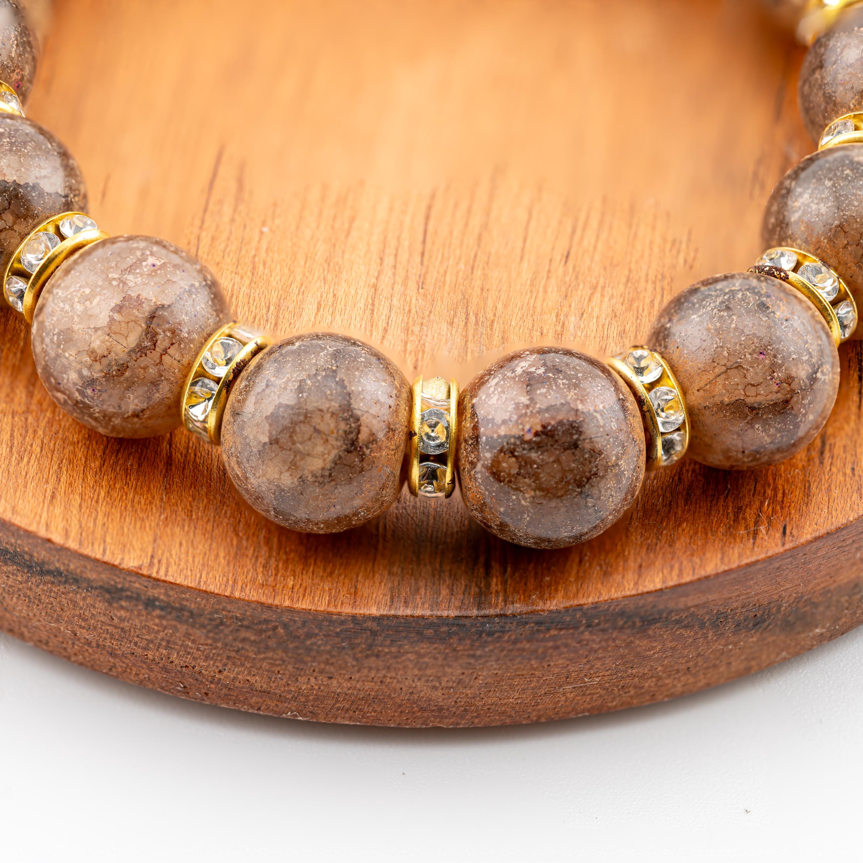 Brown Natural Stone Bracelet for Women, Thai Handmade, Monk Blessed | Artisan Grounded