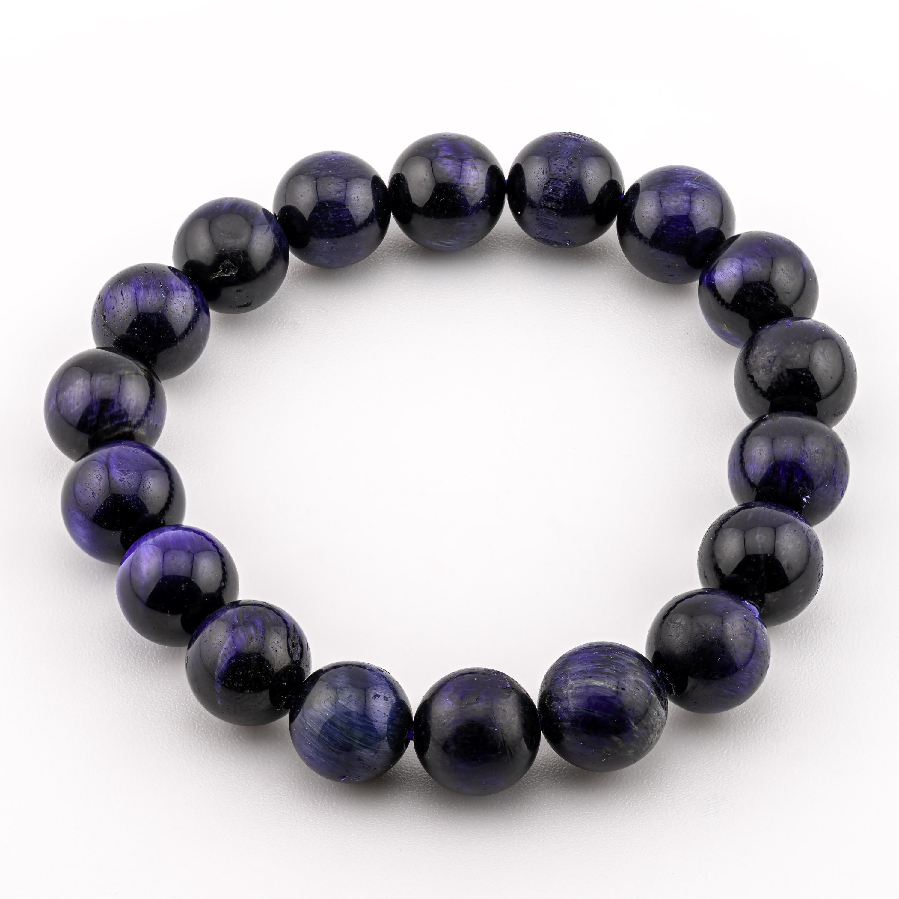 Blue Tiger’s Eye Bracelet for Men, Natural Stone Stretch Bracelet, Monk Blessed | Artisan Insight
