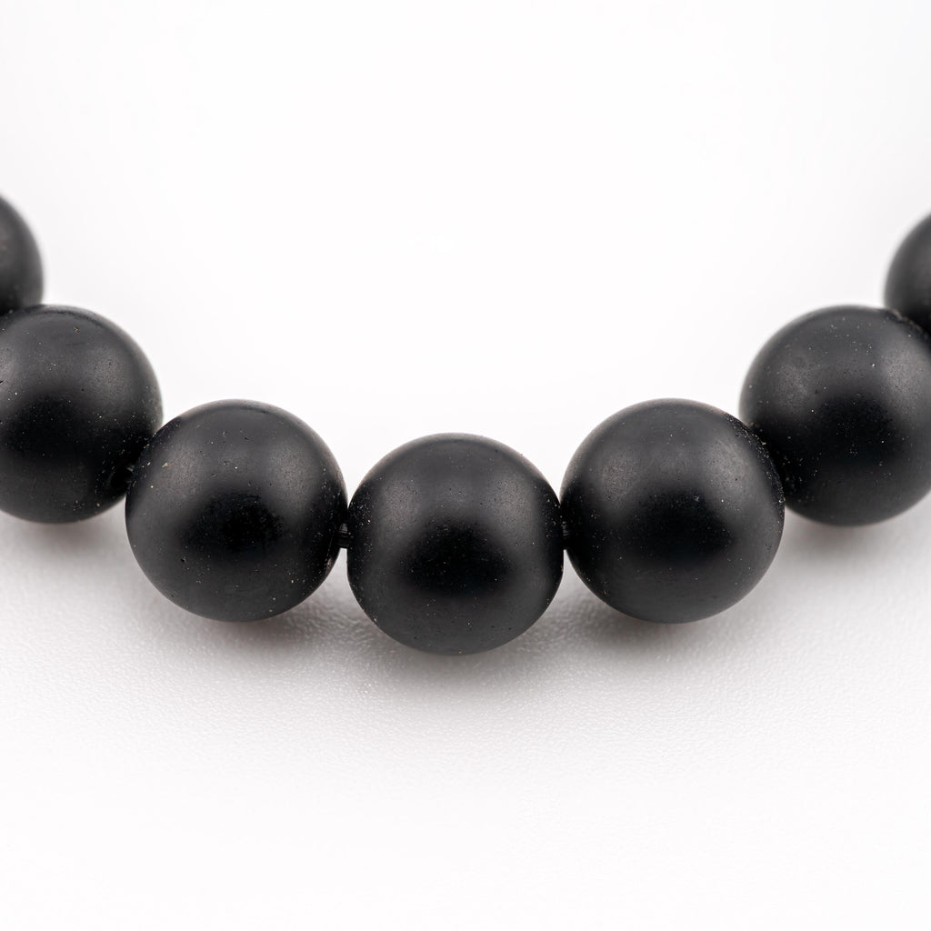 Matte Black Onyx Bracelet for Men, Natural Stone Stretch Bracelet, Monk Blessed | Artisan Equanimity