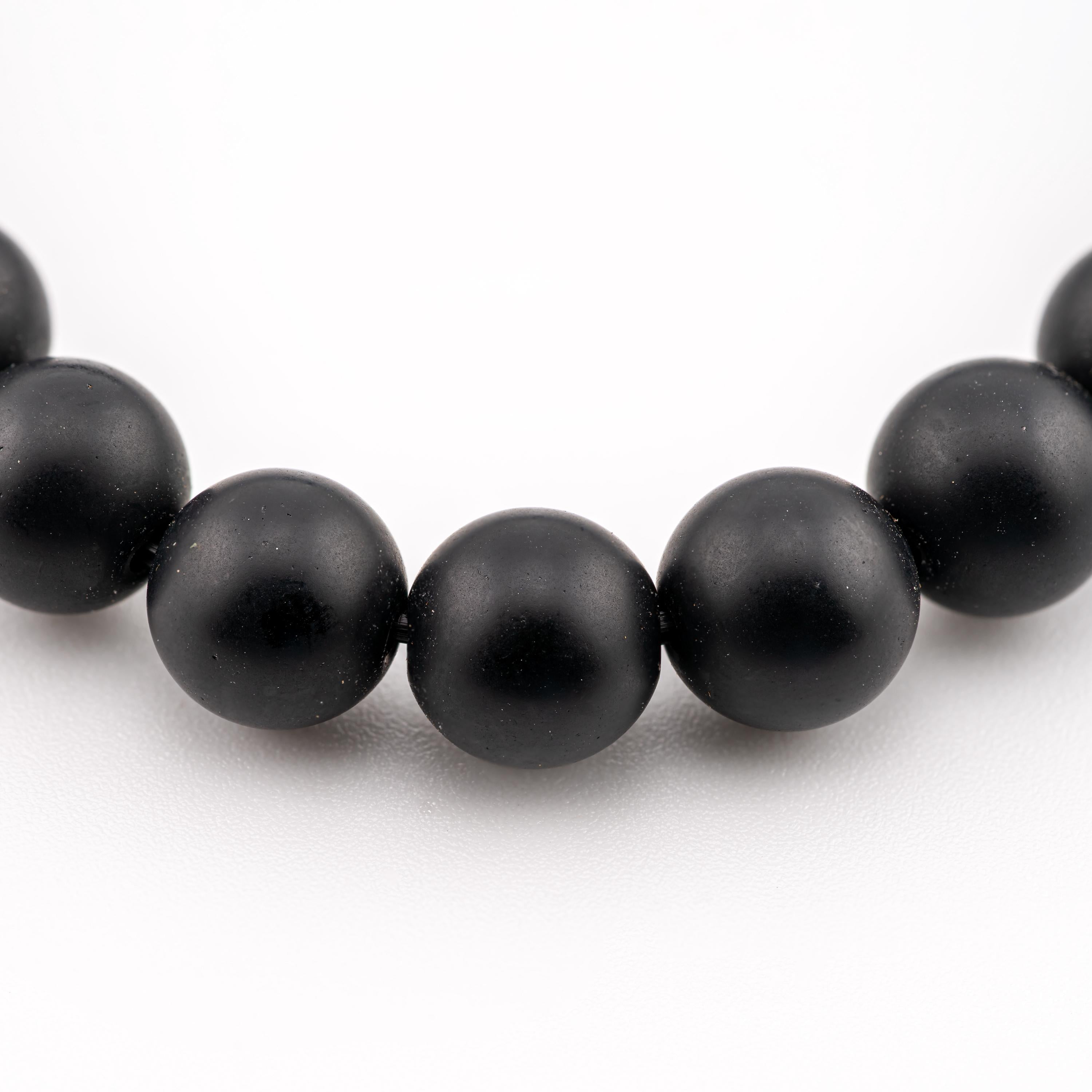Matte Black Onyx Bracelet for Men, Natural Stone Stretch Bracelet, Monk Blessed | Artisan Equanimity