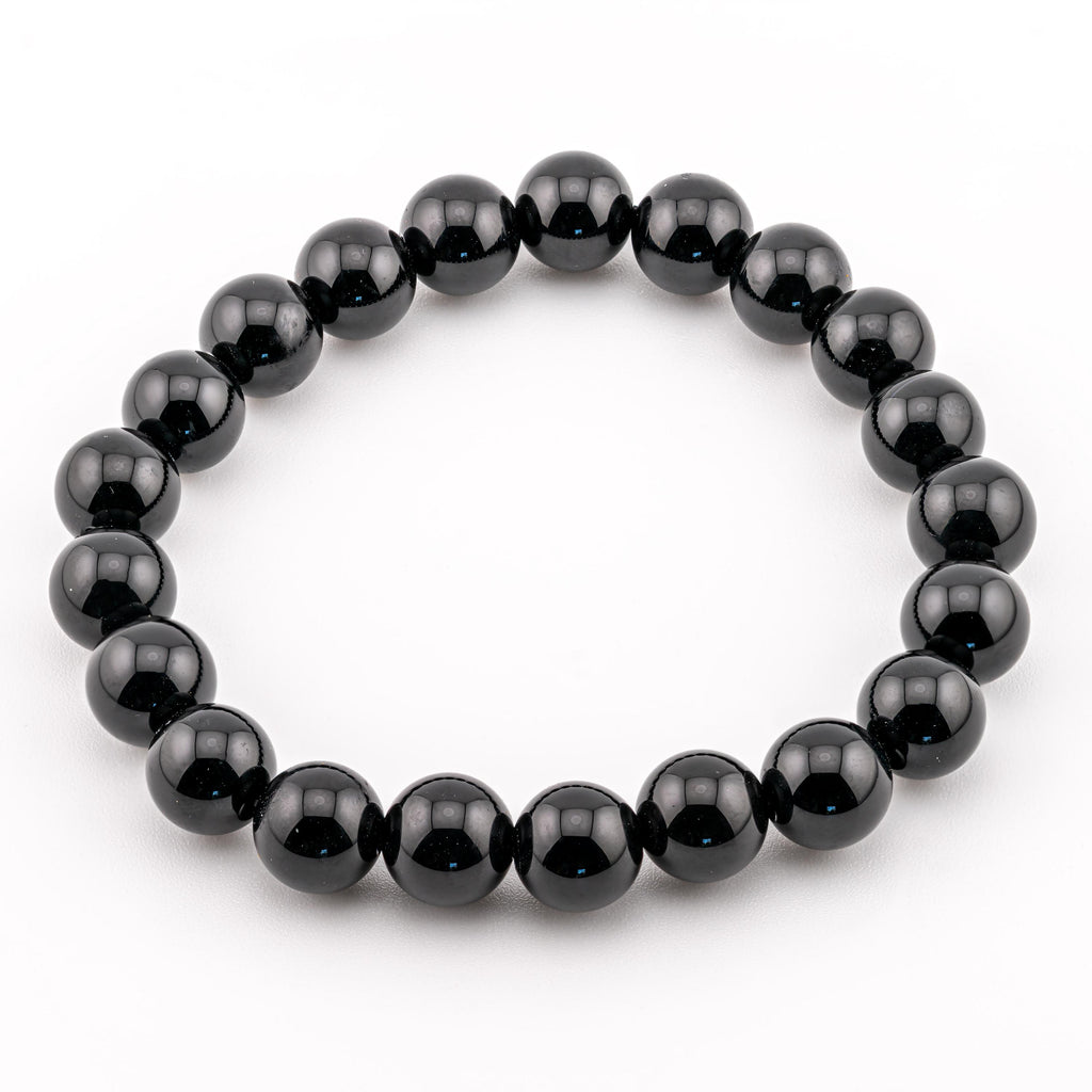 Black Onyx Bracelet for Men, Natural Stone Stretch Bracelet, Monk Blessed | Artisan Sanctuary