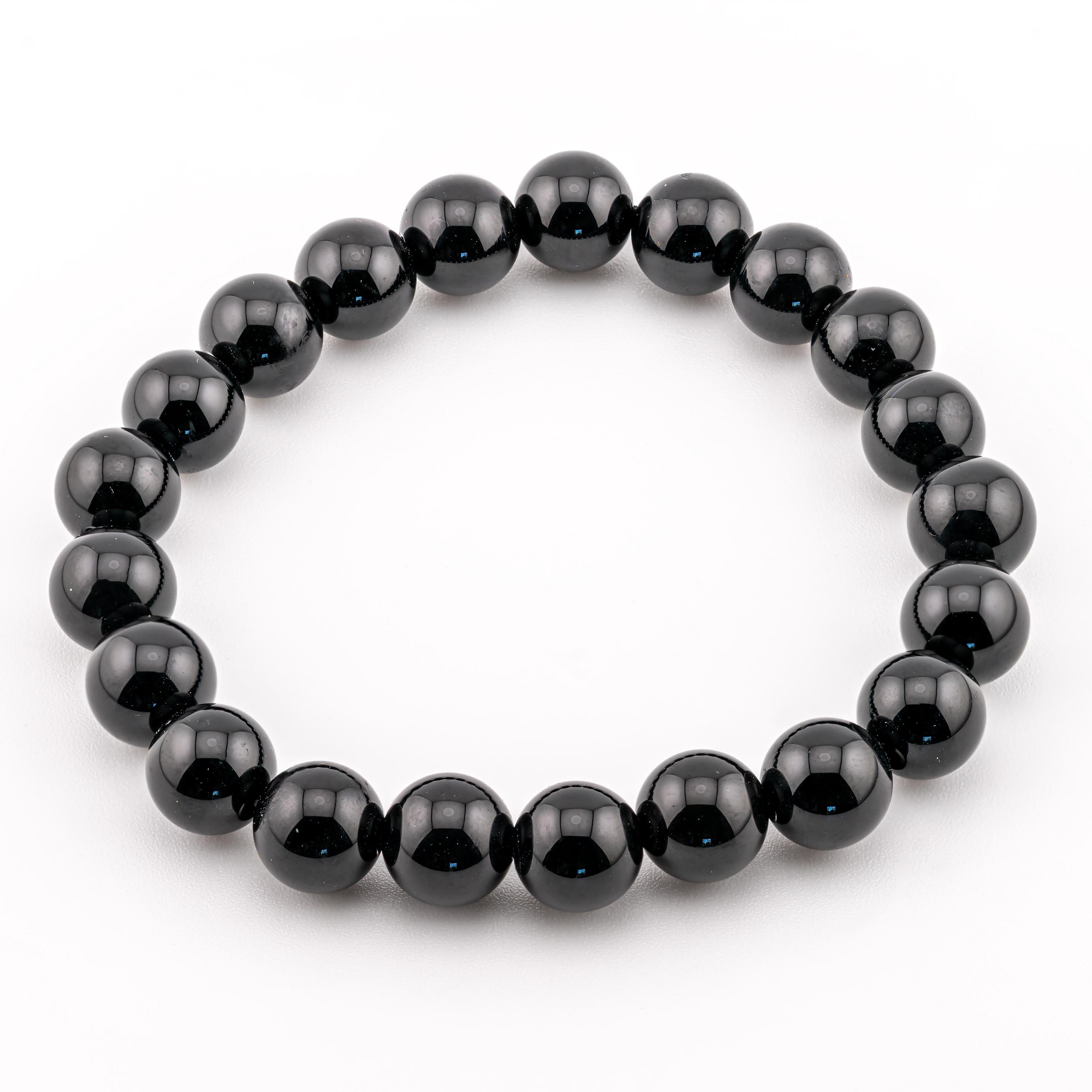 Black Onyx Bracelet for Men, Natural Stone Stretch Bracelet, Monk Blessed | Artisan Sanctuary