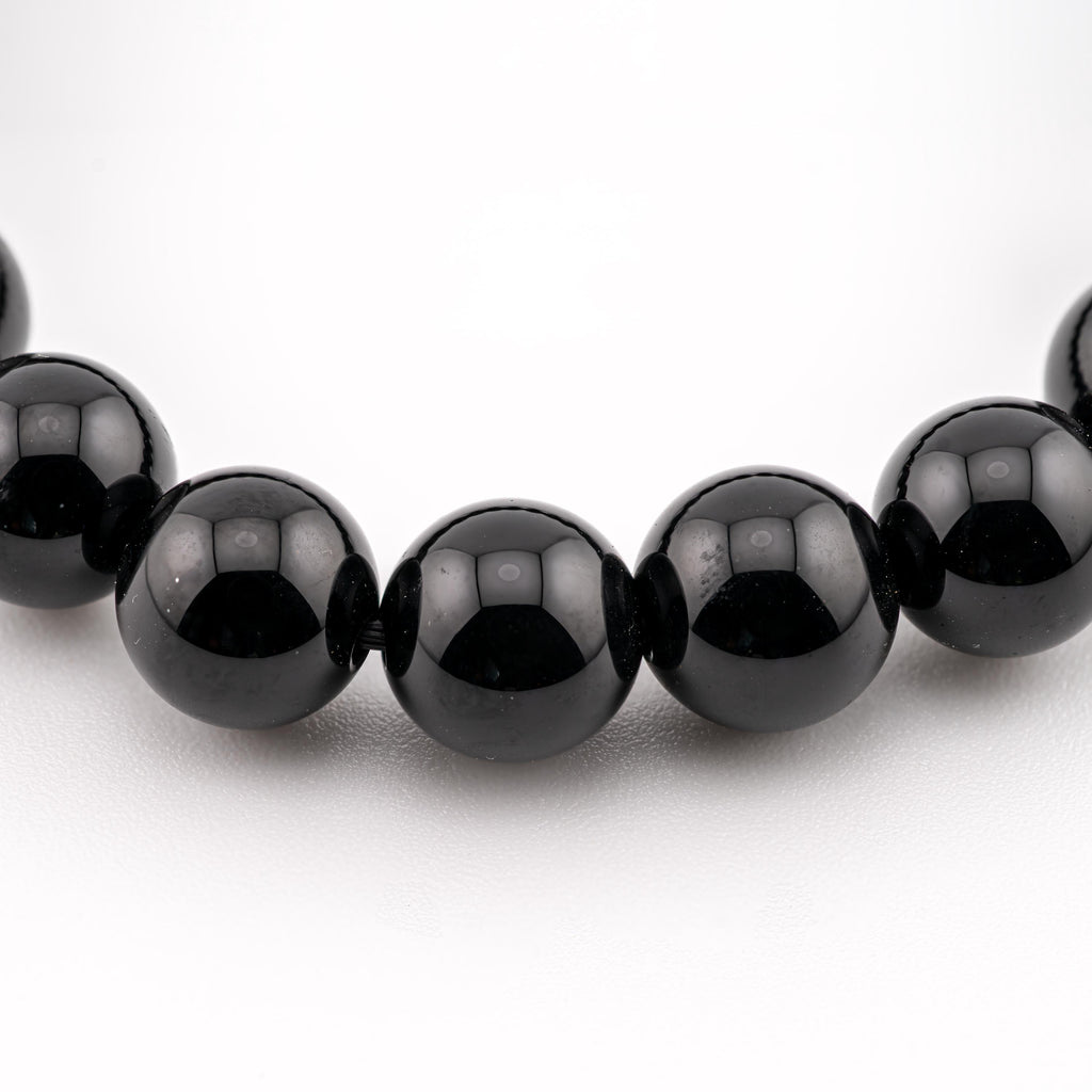 Black Onyx Bracelet for Men, Natural Stone Stretch Bracelet, Monk Blessed | Artisan Sanctuary