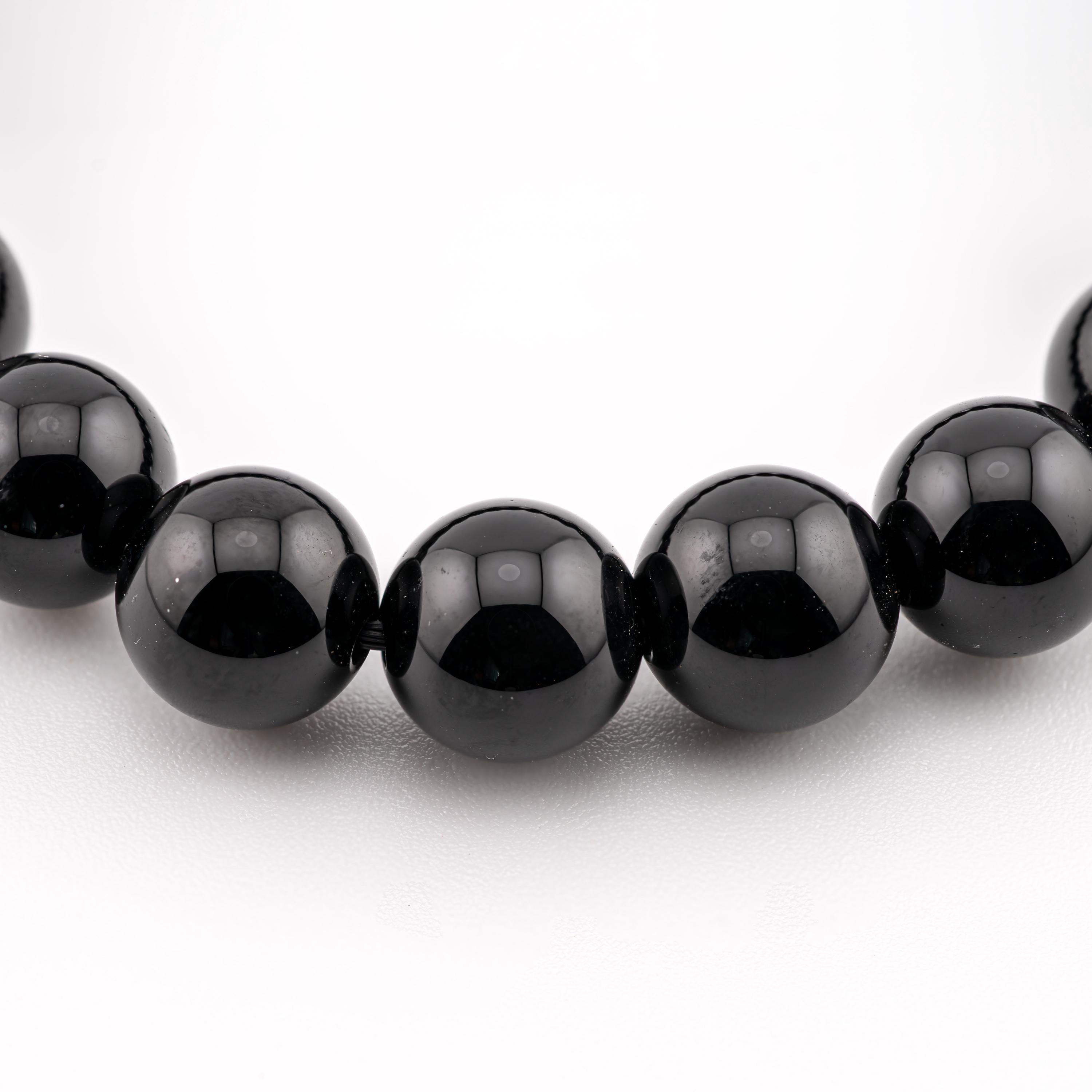 Black Onyx Bracelet for Men, Natural Stone Stretch Bracelet, Monk Blessed | Artisan Sanctuary