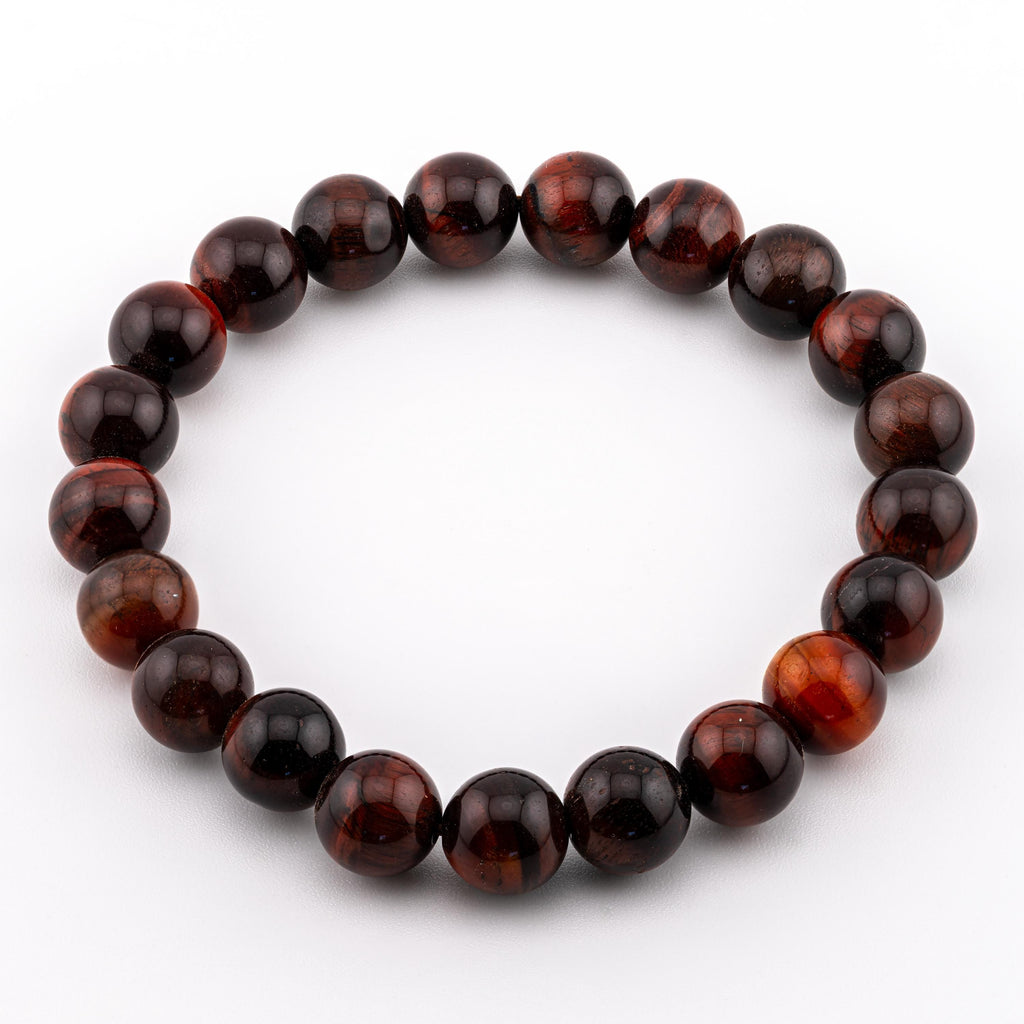 Red Tiger’s Eye Bracelet for Men, Natural Stone Stretch Bracelet, Monk Blessed | Artisan Phoenix