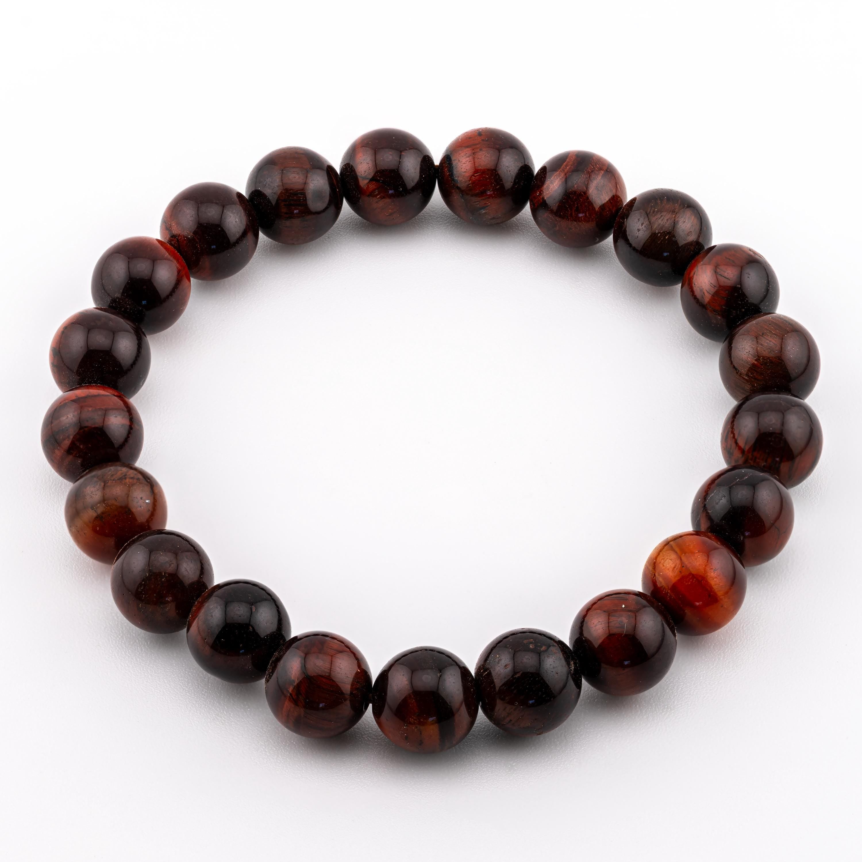 Red Tiger’s Eye Bracelet for Men, Natural Stone Stretch Bracelet, Monk Blessed | Artisan Phoenix