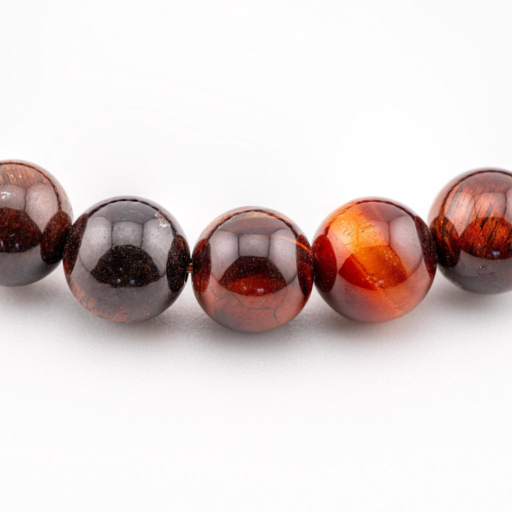 Red Tiger’s Eye Bracelet for Men, Natural Stone Stretch Bracelet, Monk Blessed | Artisan Phoenix
