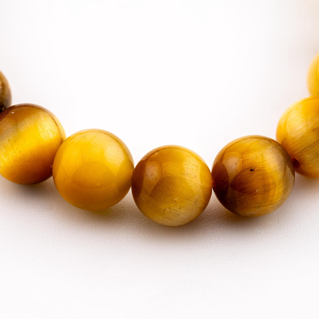 Golden Tiger’s Eye Bracelet for Men, Natural Stone Stretch Bracelet, Monk Blessed | Artisan Illumination