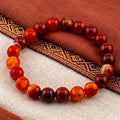Orange Agate Bracelet for Men, Natural Stone Stretch Bracelet, Monk Blessed | Artisan Resurgence