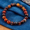 Multicolor Agate Bracelet for Men, Natural Stone Stretch Bracelet, Monk Blessed | Artisan Essence