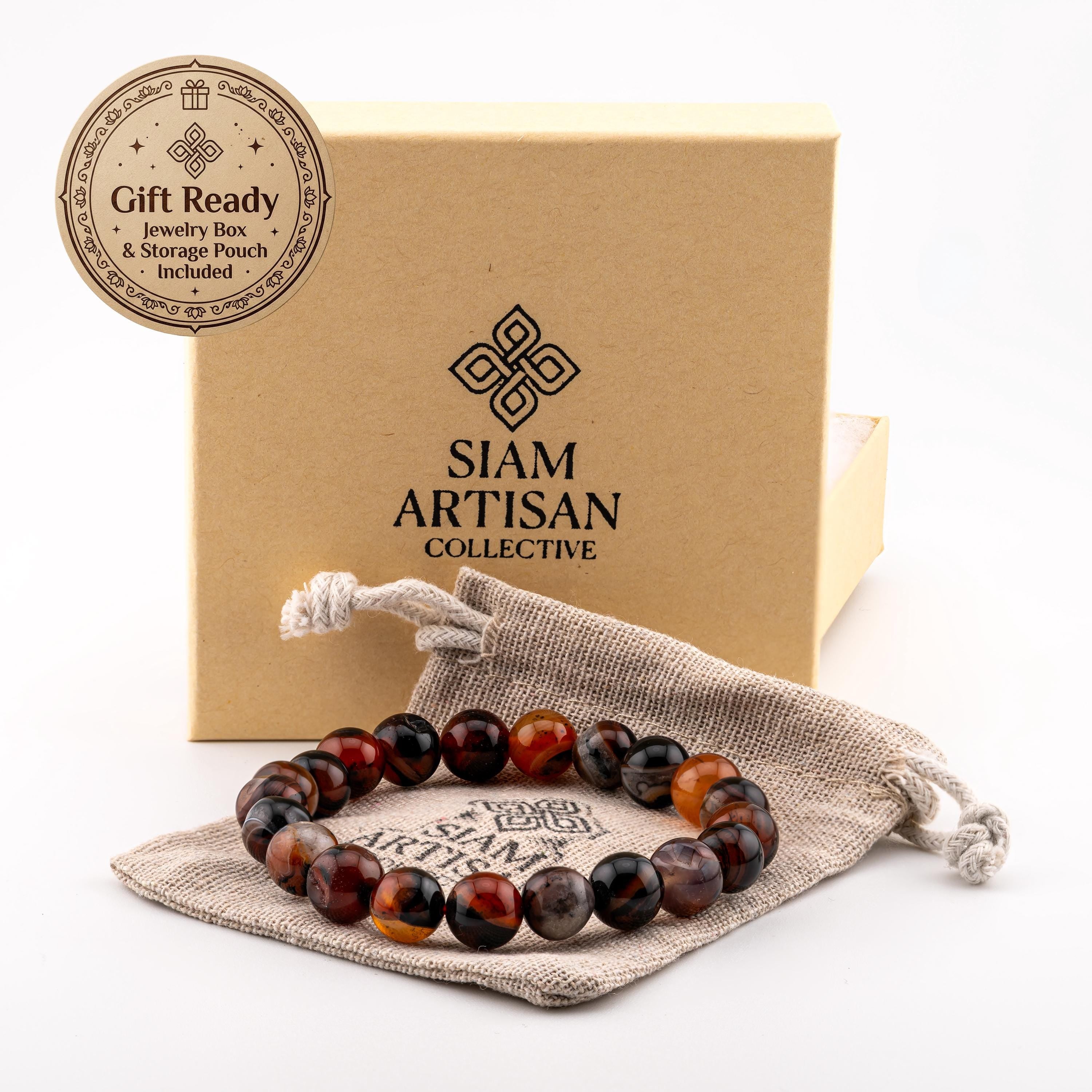 Multicolor Agate Bracelet for Men, Natural Stone Stretch Bracelet, Monk Blessed | Artisan Essence