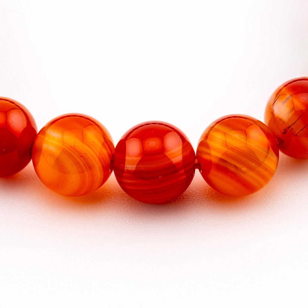 Orange Agate Bracelet for Men, Natural Stone Stretch Bracelet, Monk Blessed | Artisan Resurgence