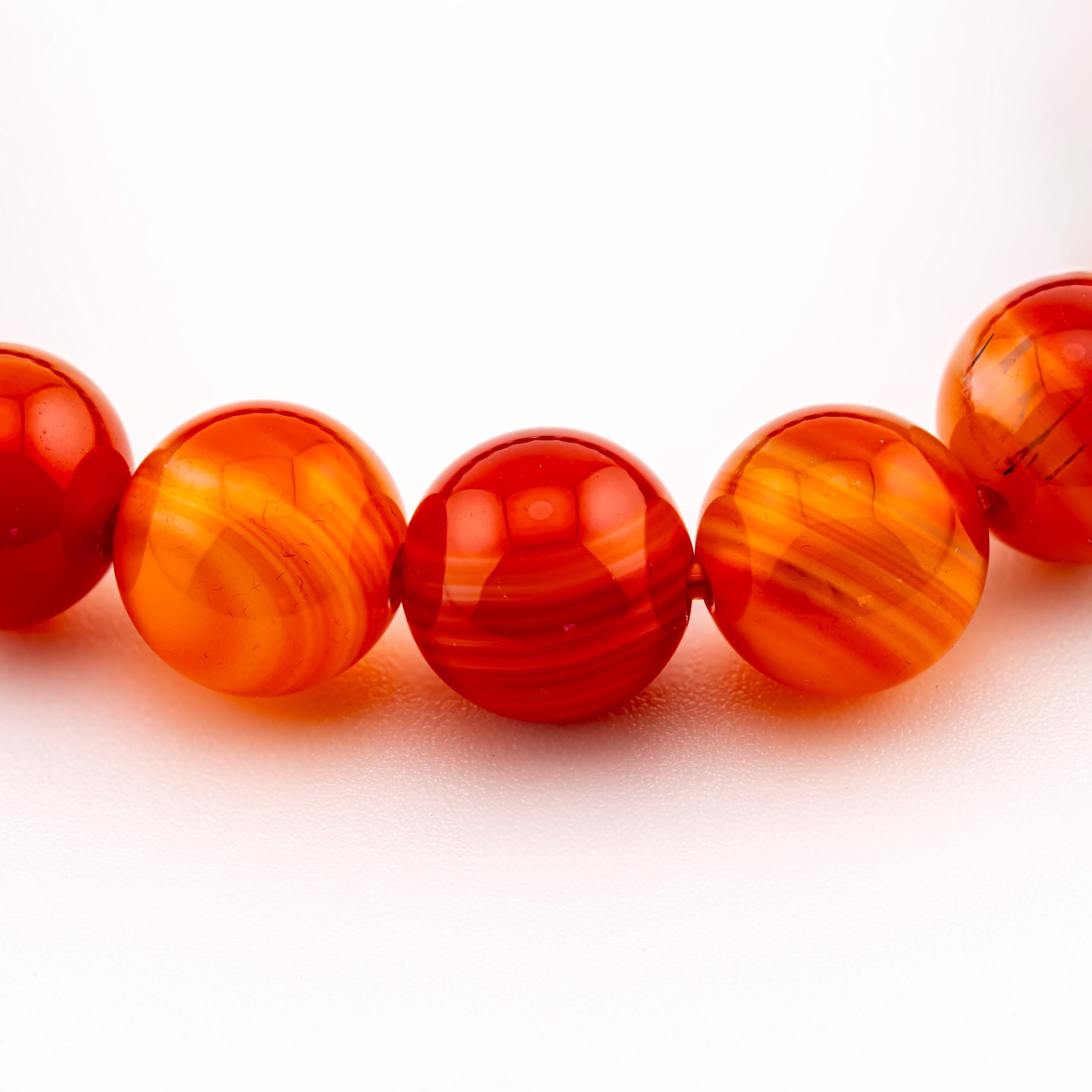 Orange Agate Bracelet for Men, Natural Stone Stretch Bracelet, Monk Blessed | Artisan Resurgence