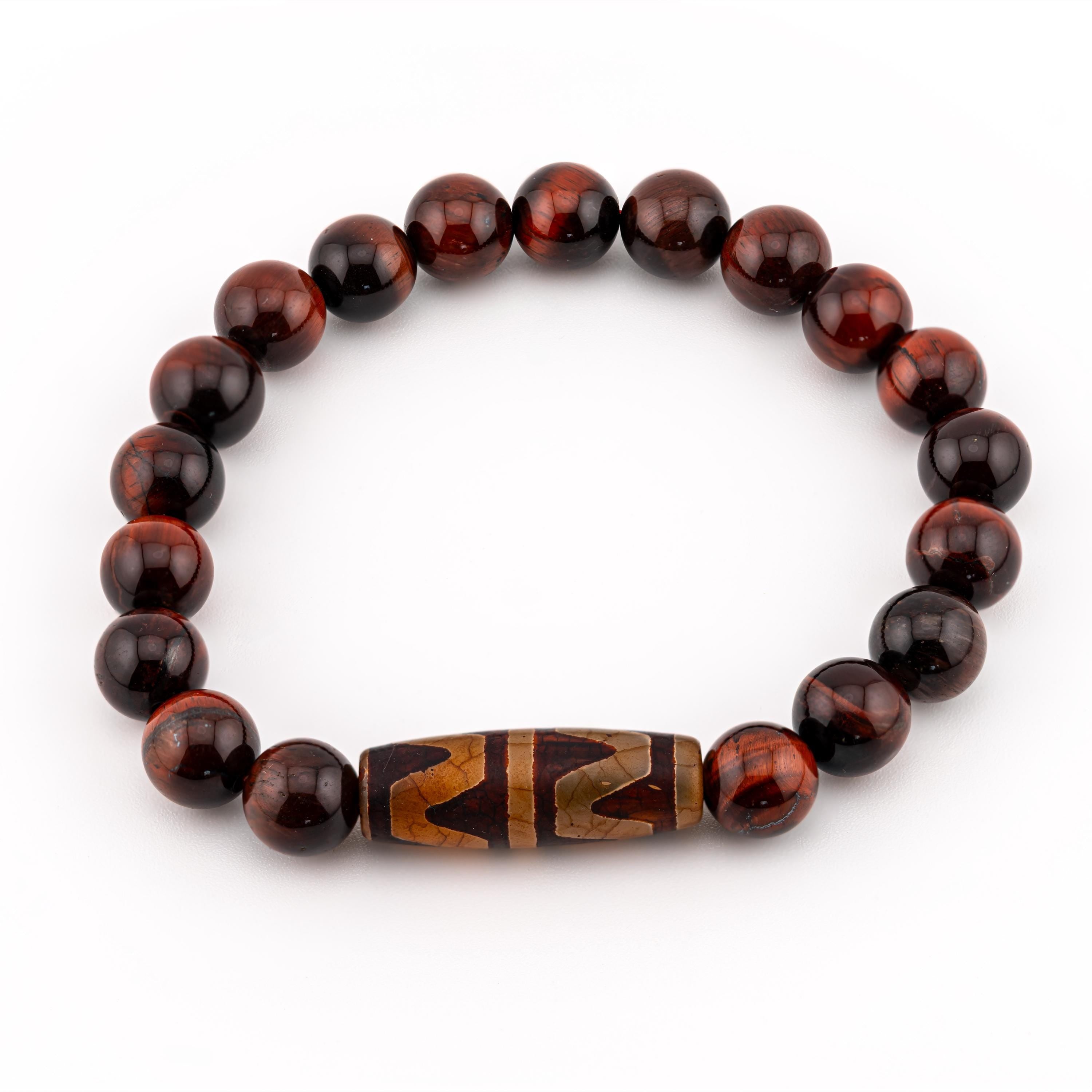 Red Tiger’s Eye Bracelet for Men, 10mm Natural Stone, Monk Blessed | Artisan Vigor