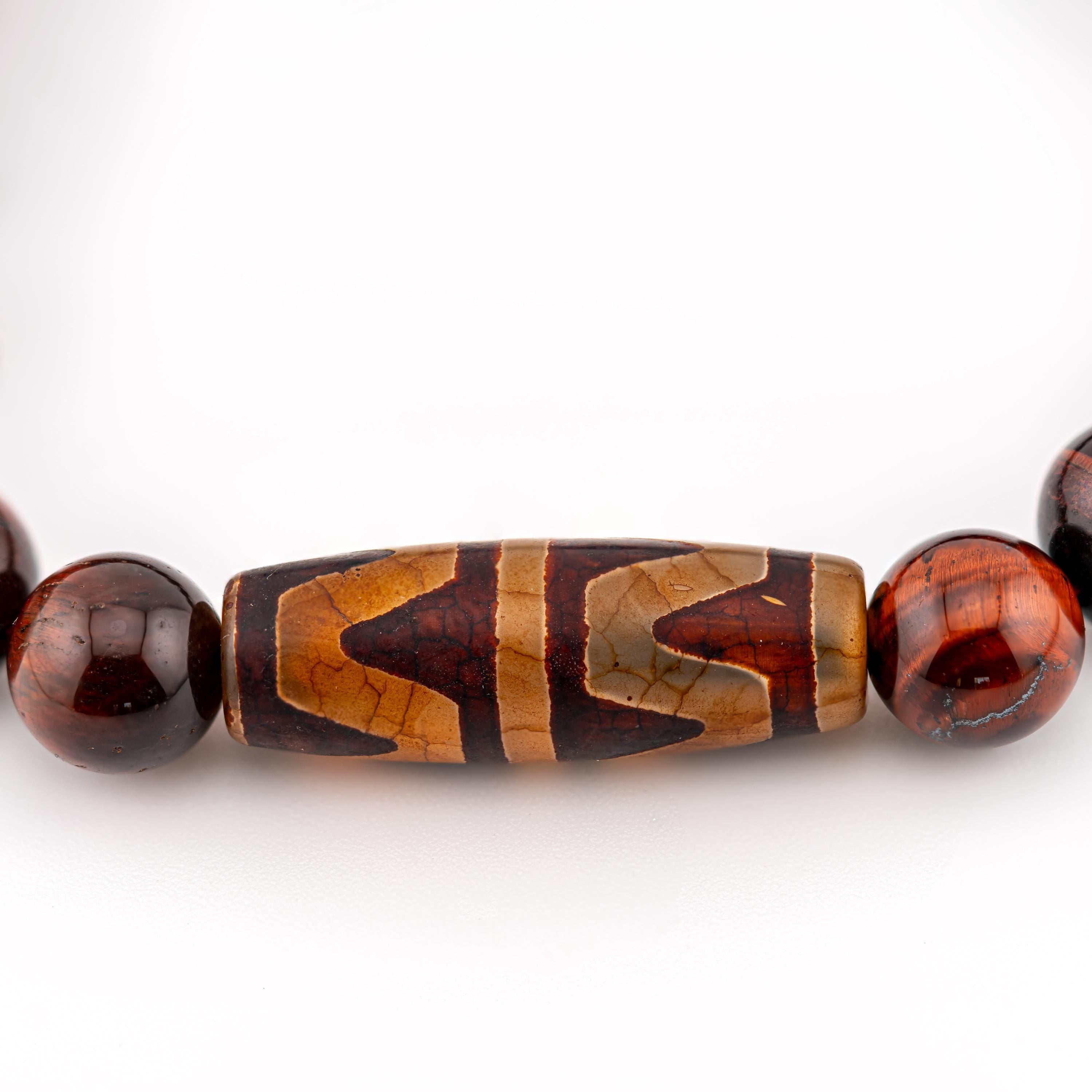 Red Tiger’s Eye Bracelet for Men, 10mm Natural Stone, Monk Blessed | Artisan Vigor