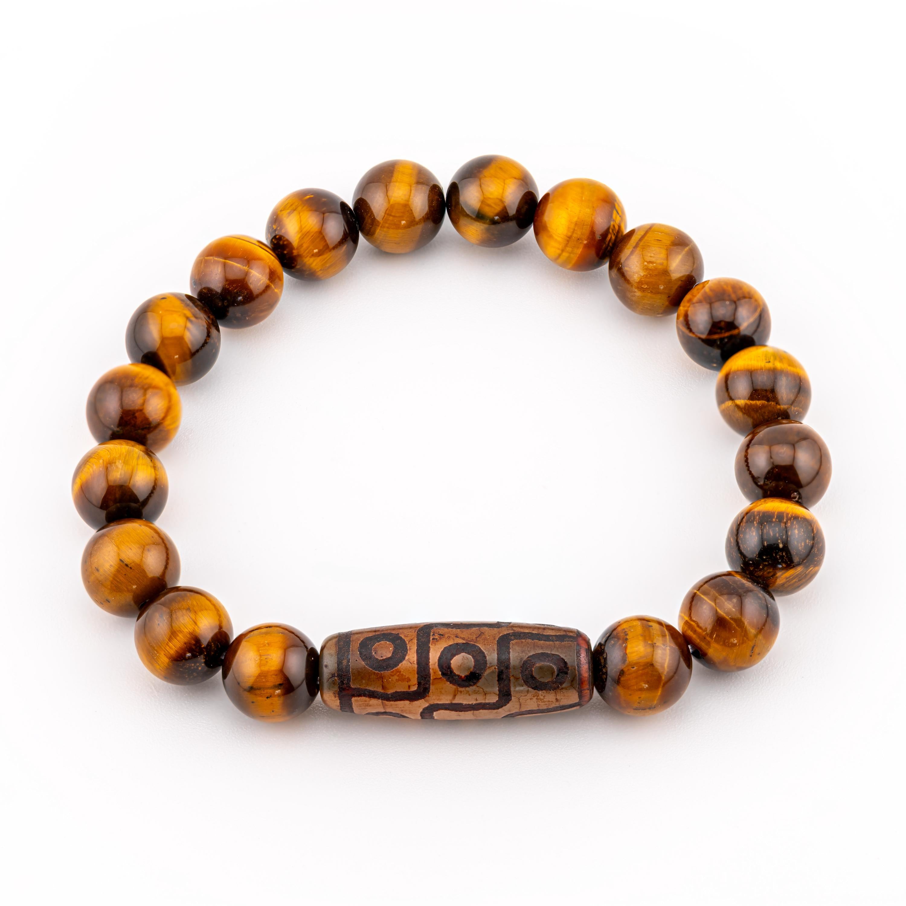 Yellow Tiger’s Eye Bracelet for Men, 10mm Natural Stone, Monk Blessed | Artisan Sovereign