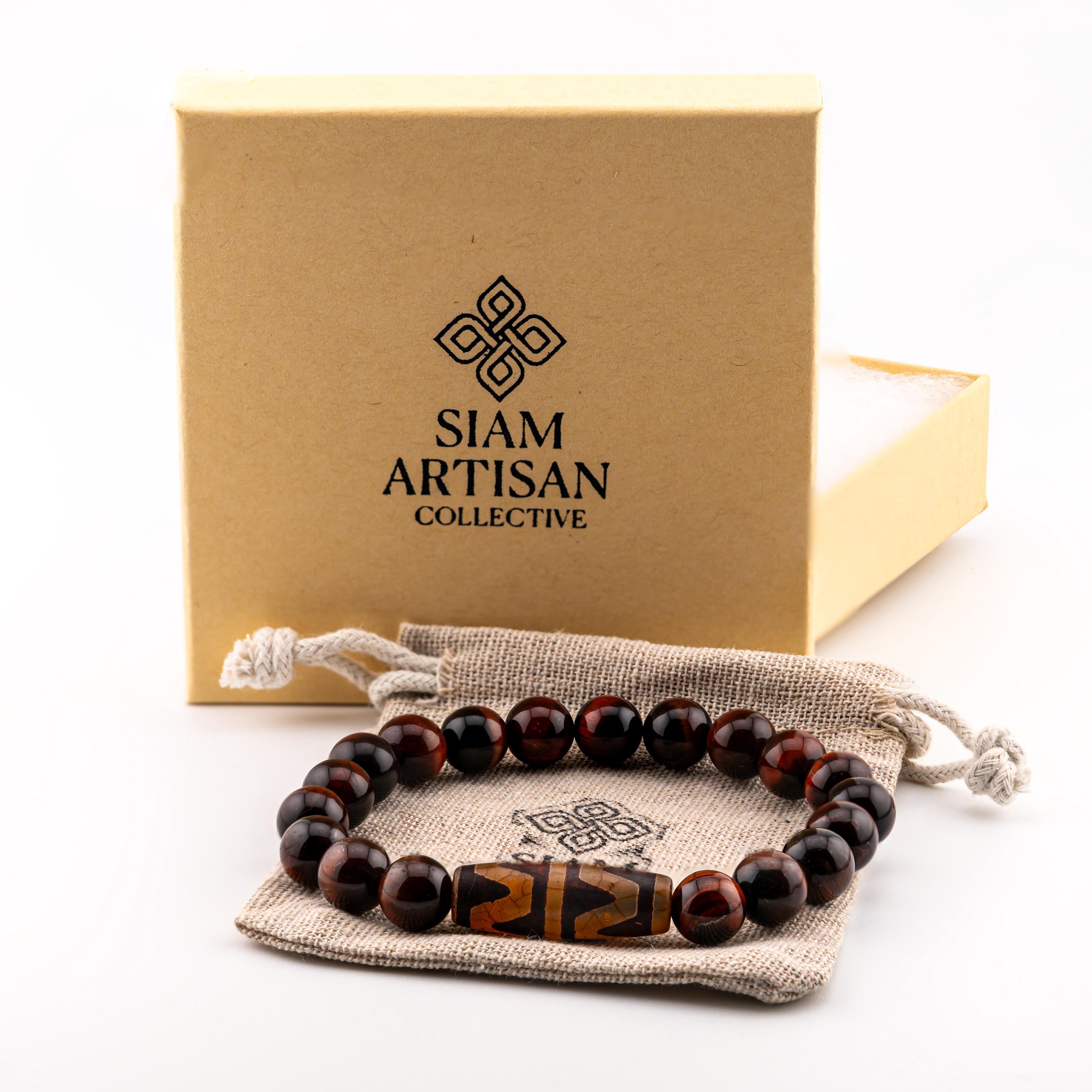 Red Tiger’s Eye Bracelet for Men, 10mm Natural Stone, Monk Blessed | Artisan Vigor