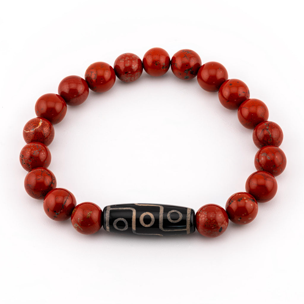 Red Jasper Bracelet for Men, 10mm Natural Stone, Monk Blessed | Artisan Fortitude