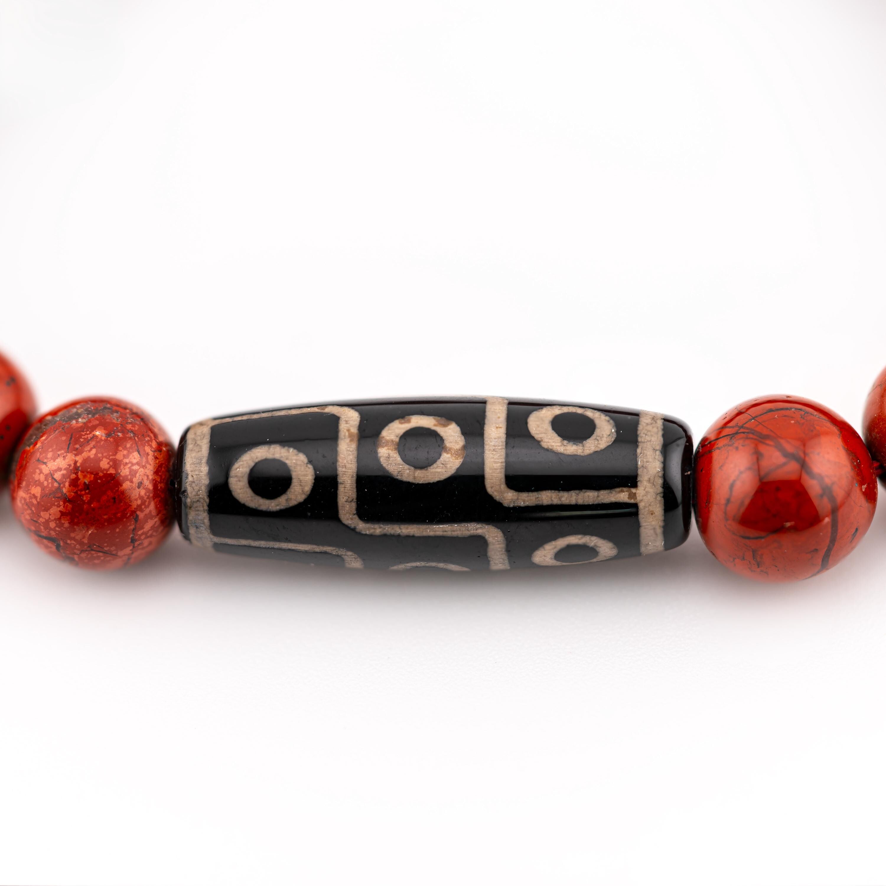Red Jasper Bracelet for Men, 10mm Natural Stone, Monk Blessed | Artisan Fortitude