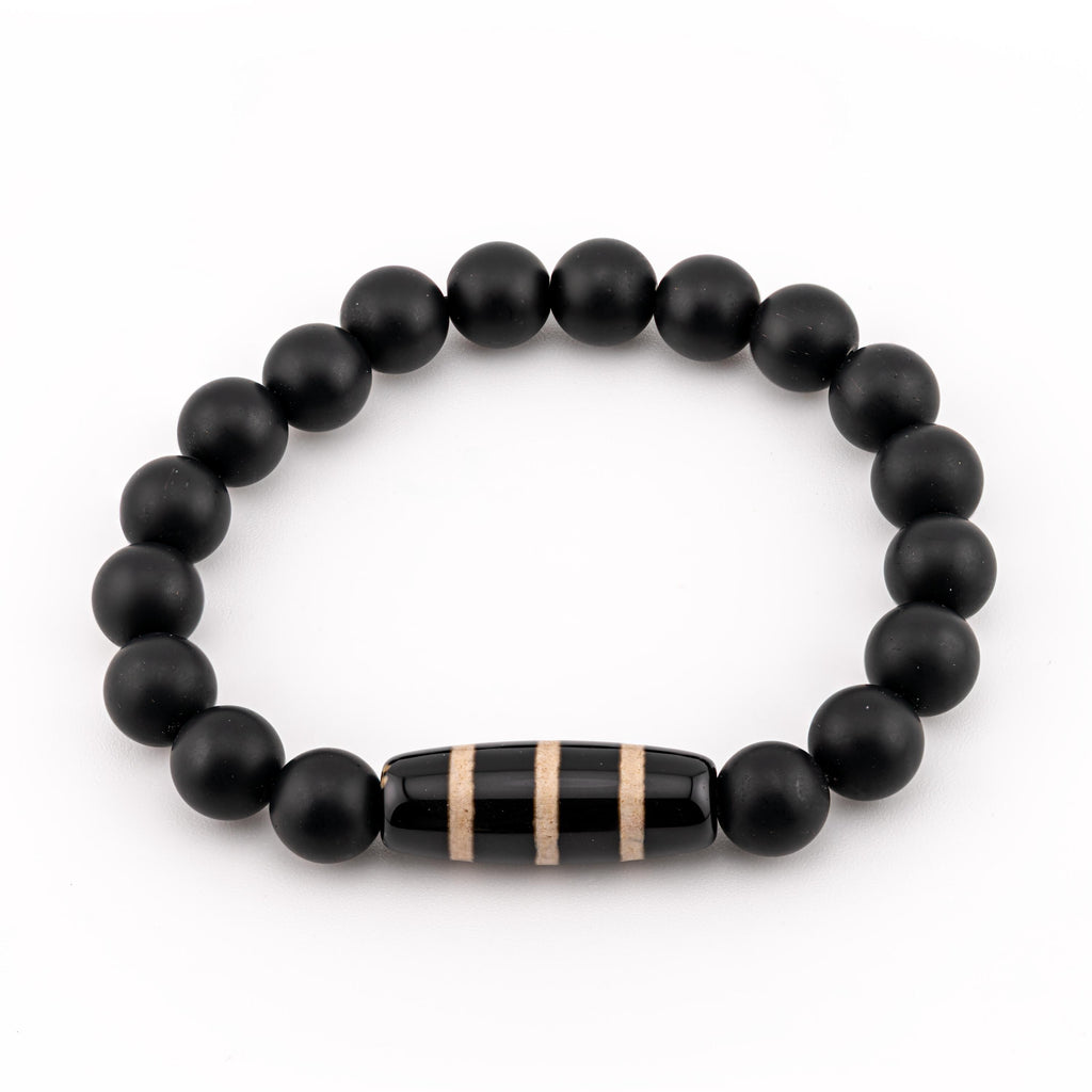 Black Onyx Bracelet for Men, 10mm Natural Stone, Monk Blessed | Artisan Resolve