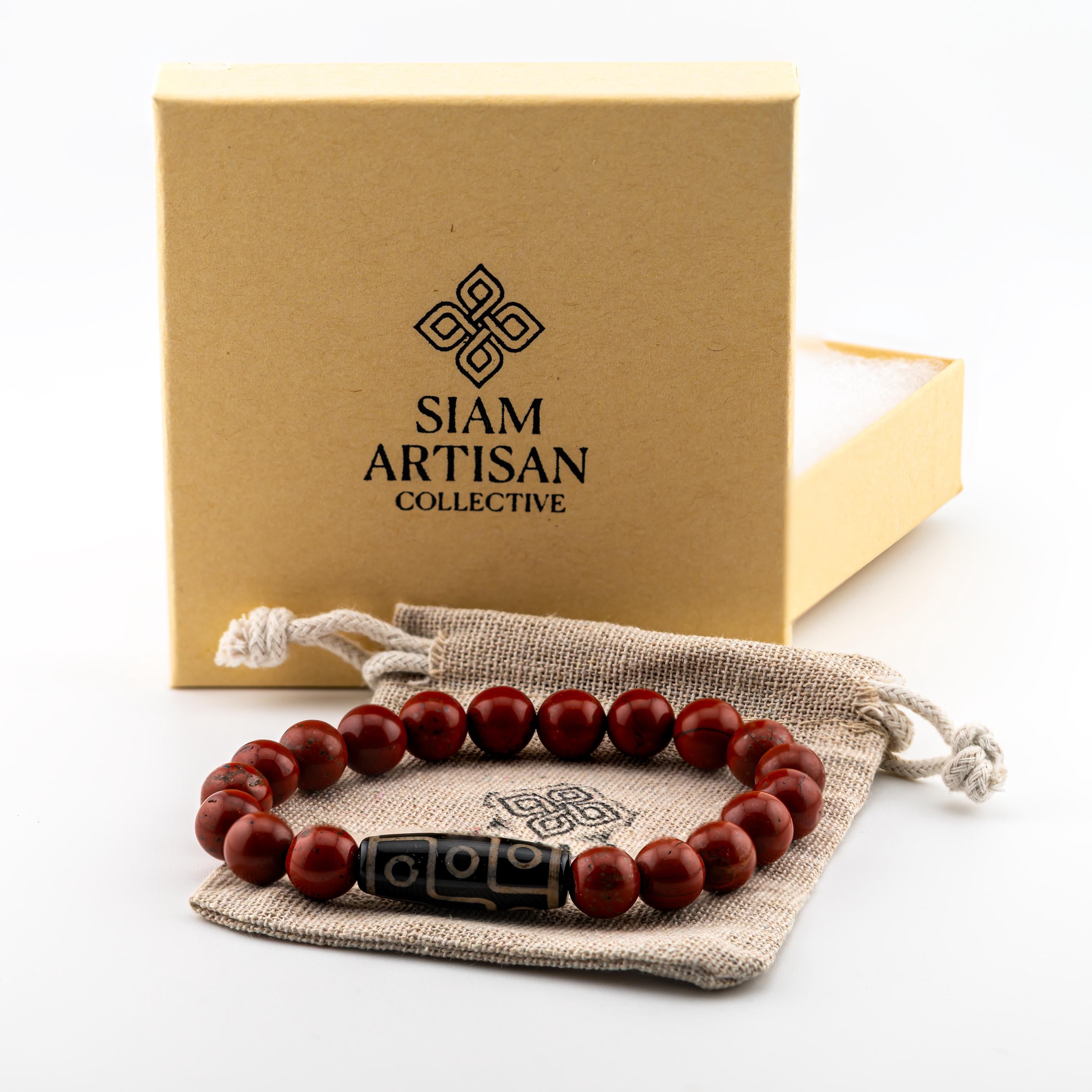 Red Jasper Bracelet for Men, 10mm Natural Stone, Monk Blessed | Artisan Fortitude