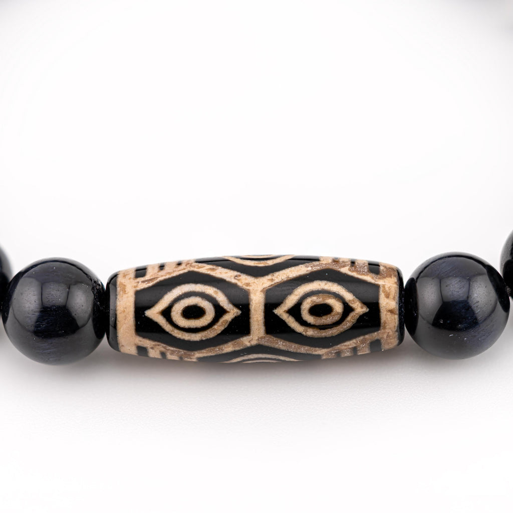 Blue Tiger’s Eye Bracelet for Men, 10mm Natural Stone, Monk Blessed | Artisan Sentinel