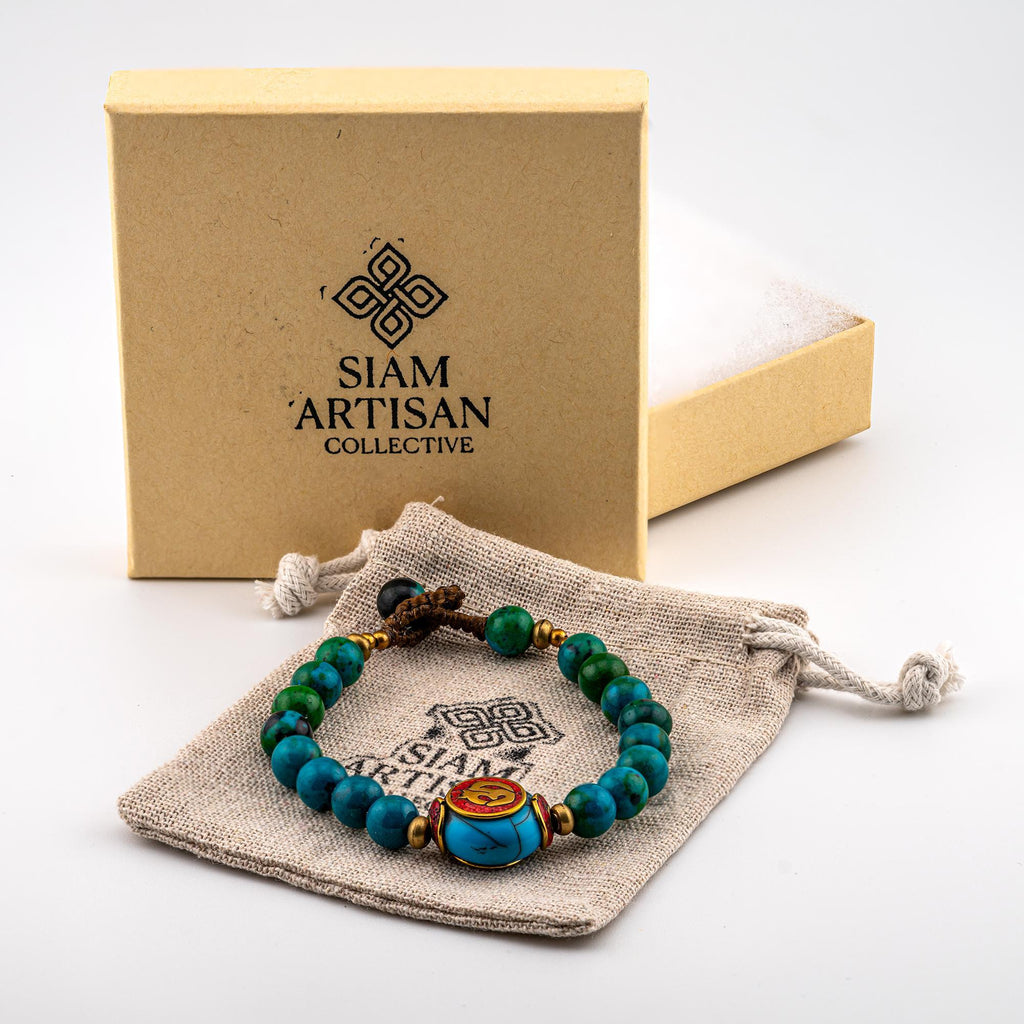 Siam Artisan Collective™ Artisan Mantra™ - Thai Handmade Boho Bracelets for Women, Stackable Adjustable Handmade Jewelry