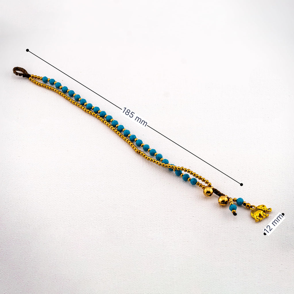 Siam Artisan Collective Boho Bracelet for Women – Turquoise-Style Beaded Wrap Bracelet with Gold Accents & Elephant Charm – Handcrafted Thai Bohemian Jewelry – Layered Stacking Accessory