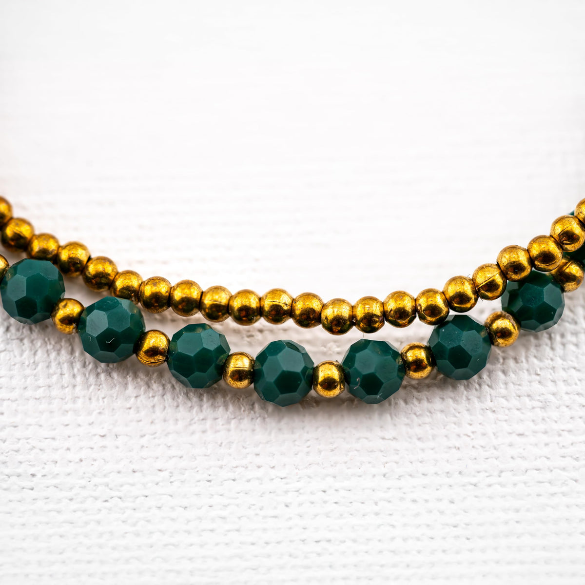 Siam Artisan Collective Boho Bracelet for Women – Green Beaded Wrap Bracelet with Gold Accents & Elephant Charm – Handcrafted Thai Bohemian Jewelry – Layered Stackable Accessory