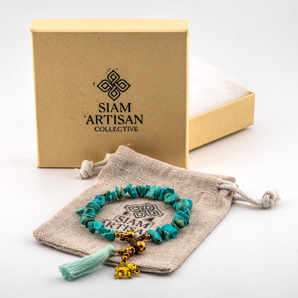 Artisan Stone™ Natural Chip Bracelet – Handmade Boho Gemstone Jewelry, Multiple Stone Options (Turquoise)