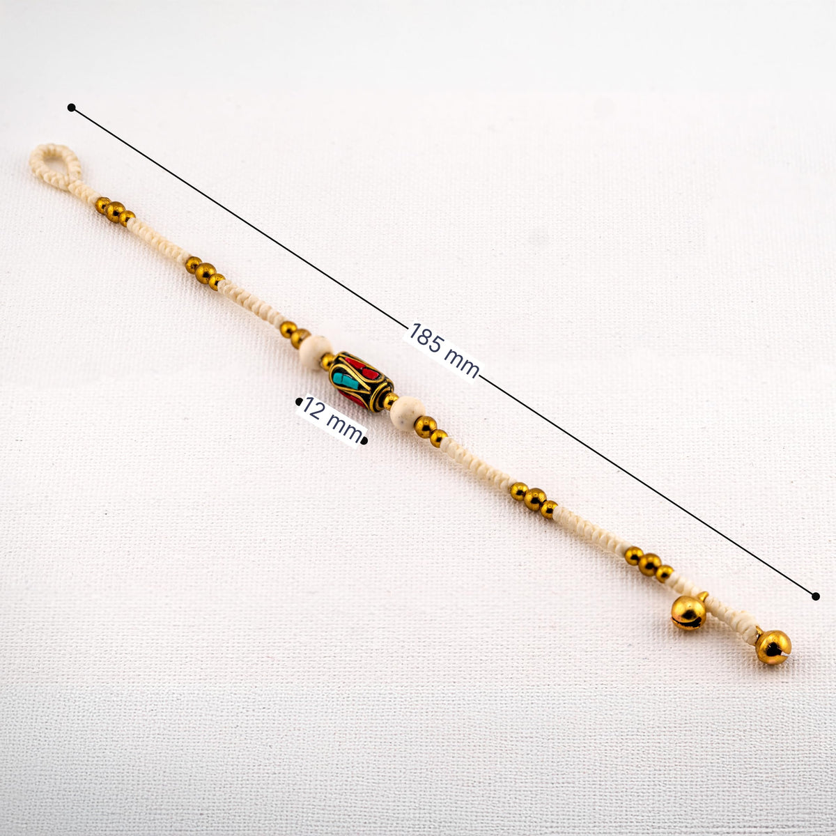 Artisan Nomad™ Beaded Bracelet – Handmade Cream Cord Boho Jewelry with Turquoise & Coral Inlay Centerpiece