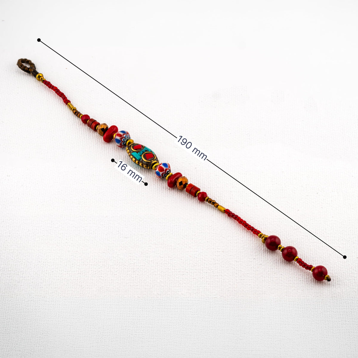 Artisan Nomad™ Tibetan-Style Beaded Bracelet – Handmade Boho Jewelry with Turquoise Inlay & Red Accents