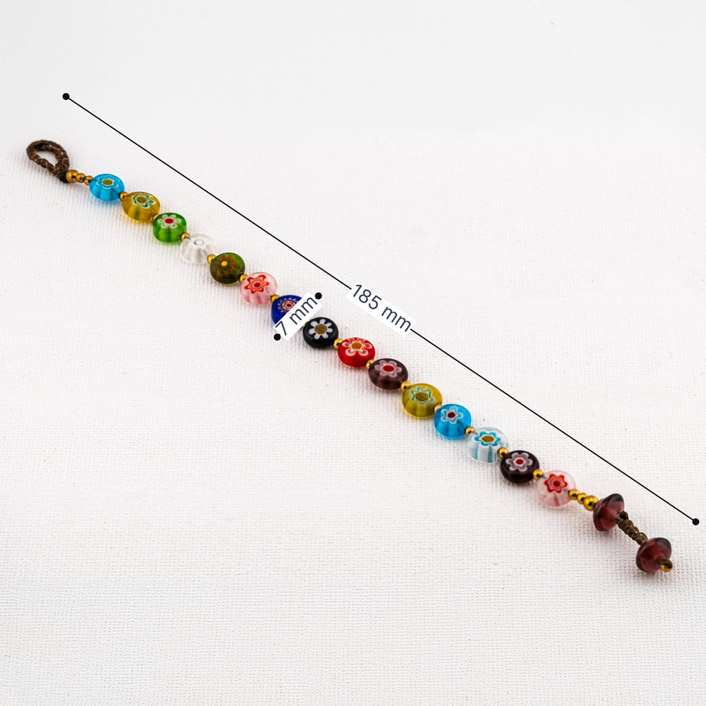Artisan Petals™ Millefiori Glass Bead Bracelet – Handmade Boho Jewelry, Colorful Floral Beads for Women