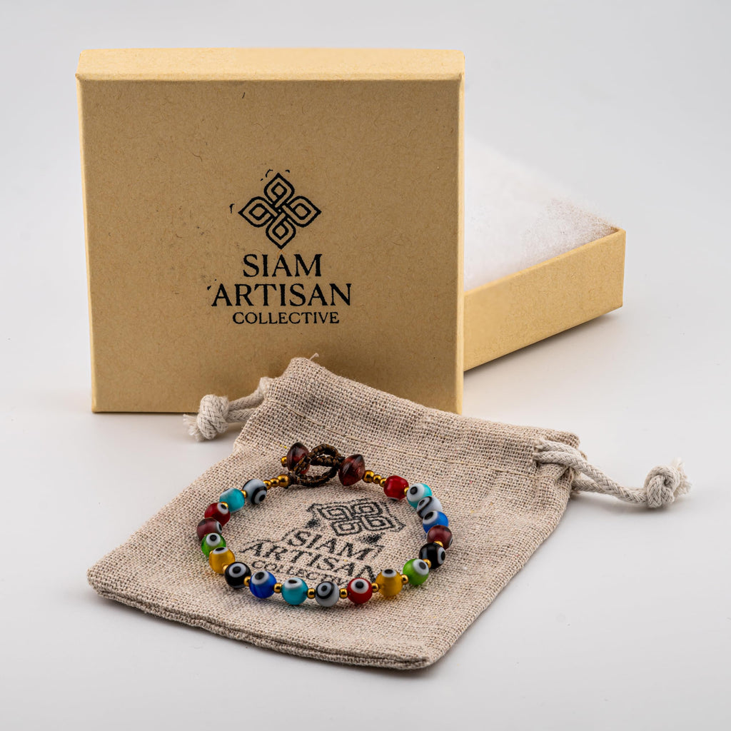 Artisan Shield™ Evil Eye Bracelet – Handmade Multicolor Glass Beads for Protection, Luck & Positive Energy