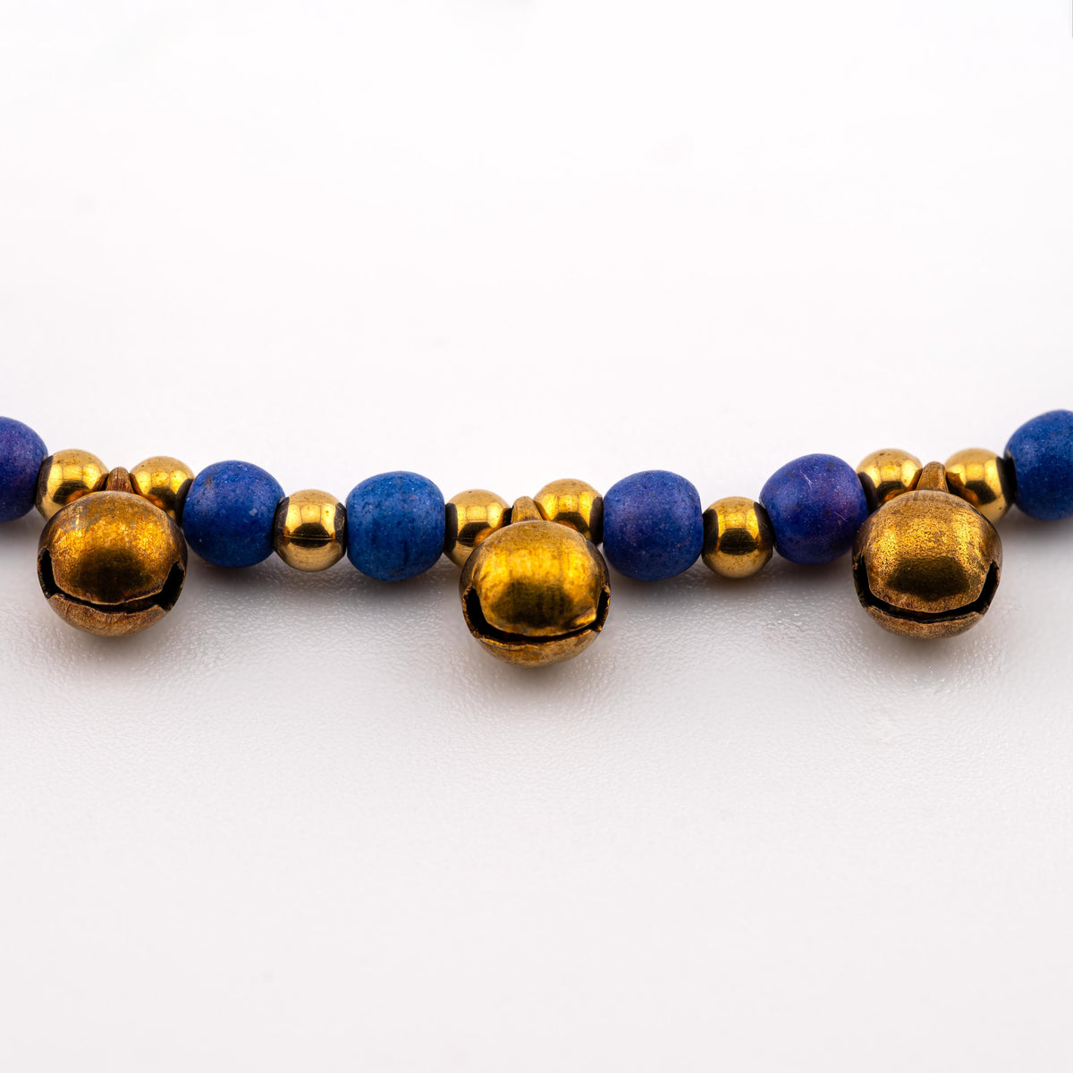 Purple Natural Stone Bracelet for Women, Brass Bell Charm Bracelet, Monk Blessed | Artisan Awakening